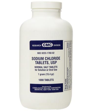 Sodium Chloride USP Normal Salt 1000 Tablets 1 Gram