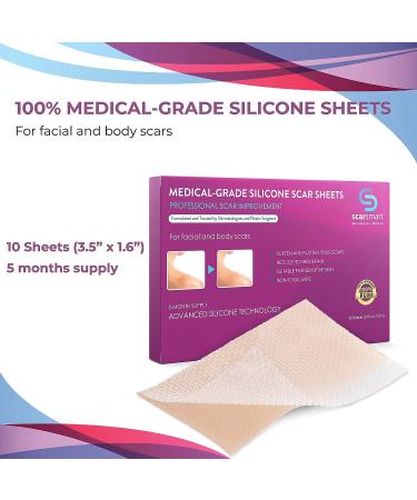 Scar Smart Silicone Sheets - Treatment for Surgical Scars, Burns, Stretch Marks, Acne & Keloids - Buy Online on GoSupps.com