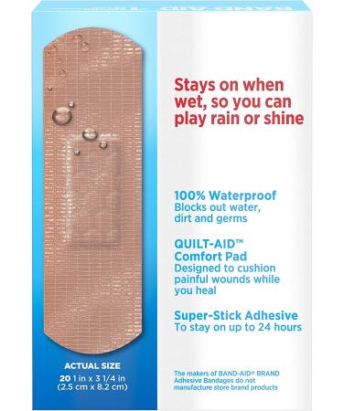 Band-Aid Waterproof Tough Adhesive Bandages - 20 Count, All One Size - Buy Online on GoSupps.com