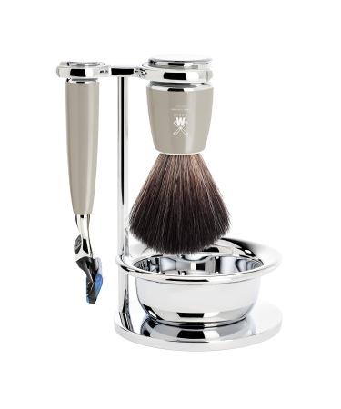M HLE Rytmo shaving set - for Gillette blades Black Fibre brush holder with bowl - precious resin handle melange - vegan - Buy Online on GoSupps.com