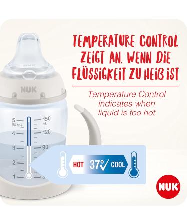NUK First Choice+ Training Bottle | 6-18 Months | 150ml | Temperature Control Display | Anti-Colic Valve | Ergonomic Handles - Buy Online on GoSupps.com