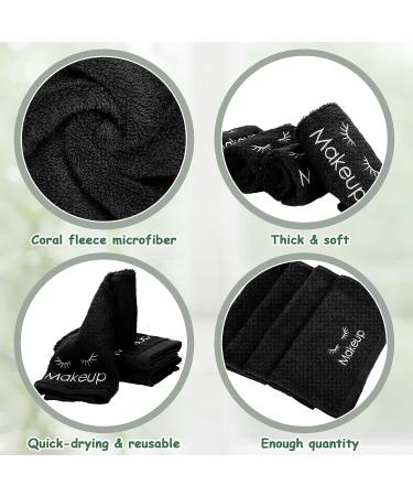 30-Piece Microfiber Makeup Remover Cloths 13x13 Inches - Reusable & Absorbent Towels for Women - Makeup Washcloths with Embroidery - Black - Buy Online on GoSupps.com