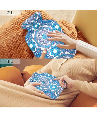 Geometric Hot Water Bottle with Cover - 1L BPA Free | Small Hot Water Bag for Pain Relief & Hot/Cold Therapy - Buy Online on GoSupps.com