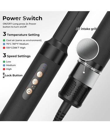 Hair Dryer Brush Hot Air Styler Set - 7 in 1 Ionic Hairdryer with Diffuser, Straighteners, Blow Dryer, Curler - Black - Buy Online on GoSupps.com