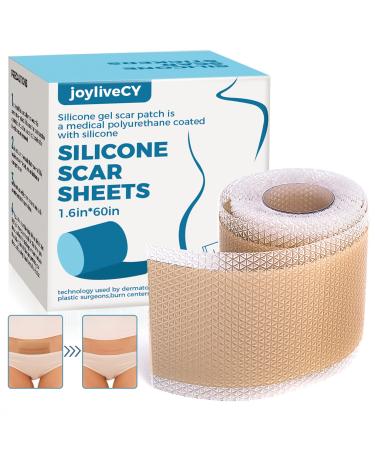 Scar Away Silicone Scar Sheets  Silicone Scar Tape (1.6  x 60  Roll)  Scar Removal Sheets  Scar Strips for Surgical Scars  Stretch Marks  C-Section  Keloid  Tummy Tuck  Burn  Old/New Scars  Reusable