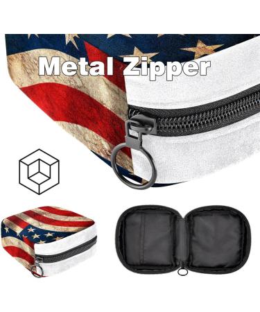 Vintage American Flag Sanitary Napkin Storage Bag - Period Tampon Makeup Pad Pouch - Color3805 - Buy Online on GoSupps.com