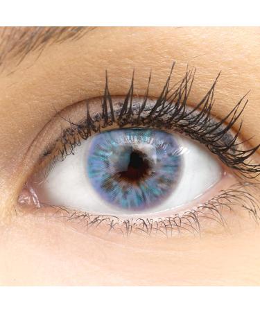 Very covering and natural blue contact lenses Silicone Comfort Novelry 'Trento Blue' Blue + container of Glamlens - 1 pair (2 pieces) - Dia 14.50 mm - Without strength 0.00 Dioptries