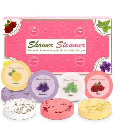 Shower Steamers Aromatherapy Jemyda 8 Pack Shower Bath Bombs from White Sage Lemon Lavender Rose Shower Steamer Relaxation Gifts for Women Get Purifying & Natural Healing