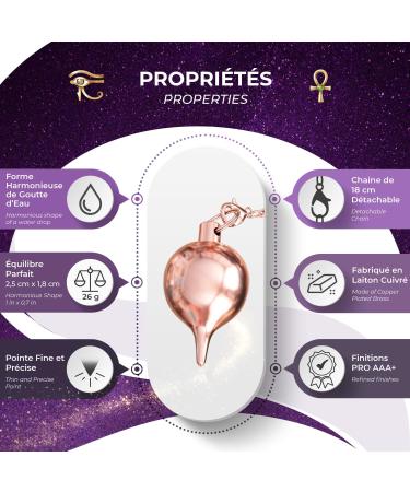Radiesthesia Pendulum Water Drop - Copper Brass Esoteric Oracle - Geobiology Magnetizer - 26g Rose Gold - Buy Online on GoSupps.com