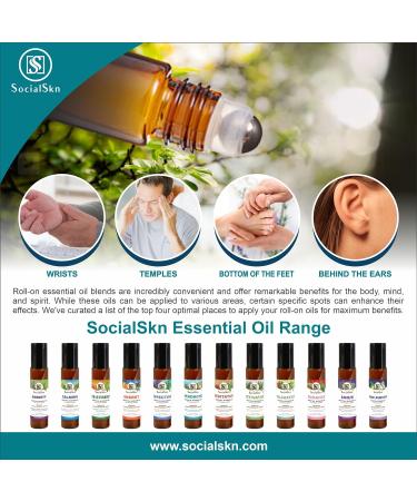SocialSKN Sinus Relief Essential Oil Blend - Rosemary Peppermint Eucalyptus Frankincense - Congestion Relief Roll On 10ml - Buy Online on GoSupps.com