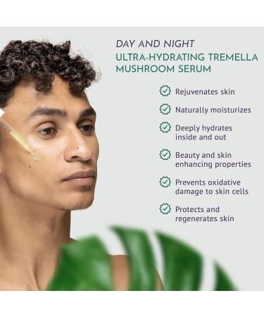 Organic Tremella Mushroom Facial Serum - Ultra-Hydrating All-Natural & Vegan | Twice the Hydration of Hyaluronic Acid Without Stickiness | Microbiome Friendly - Buy Online on GoSupps.com