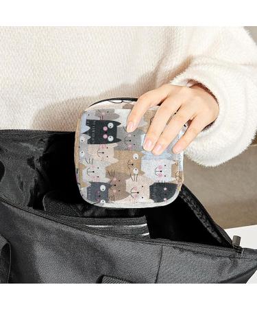 GIAPB Period Bag | Sanitary Napkin Storage & Travel Makeup Pouch | Cartoon Cat Design - Buy Online on GoSupps.com