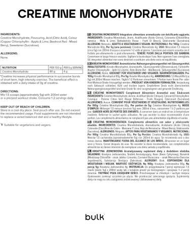  Bulk Bulk Creatine Monohydrate Micronized Vanilla 500g 100 servings - Buy Online on GoSupps.com