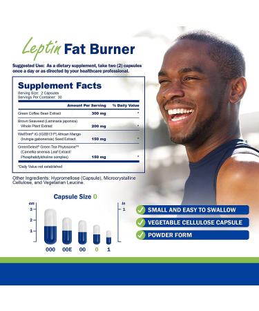 Power By Naturals Leptin Fat Burner for Weight Loss & Appetite Control | Carb Inhibitor with Green Coffee Bean Extract | 60 Veggie Capsules - Buy Online on GoSupps.com