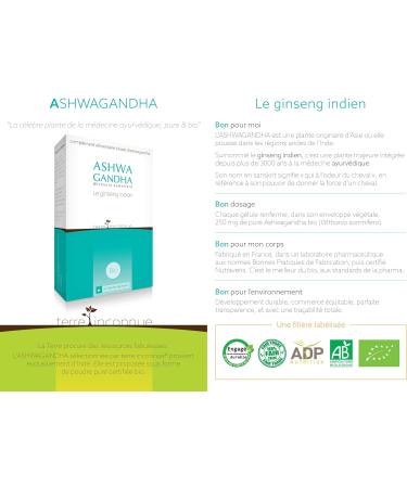 Ashwagandha Organic Terre Inconnue 60 Vegetable Capsules of 330 mg Pure Withania Somnifera Powder from India - Buy Online on GoSupps.com