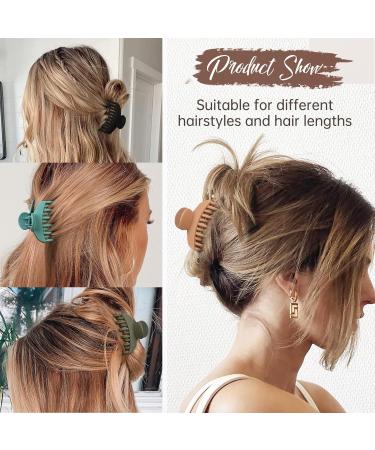 DEEKA 4 PCS Double Row Teeth Hair Claw Clips 2.5 Inches - Matte Clips for Thin, Short Hair - Hair Accessories for Women and Girls, Pack of 4 (Black/Green/Khaki/Blue) - Buy Online on GoSupps.com