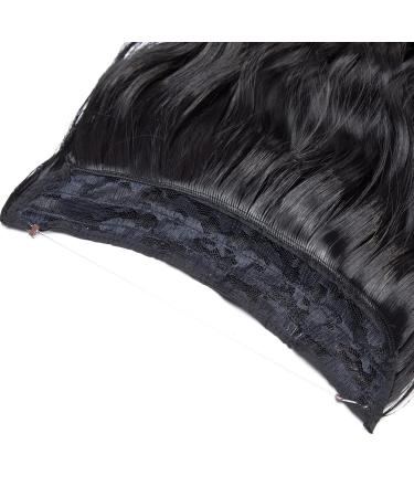 Buy Dark Black Hairpiece Extensions with Invisible Wire | Thickening Wavy Weft Hair Extensions - 40 cm - Buy Online on GoSupps.com