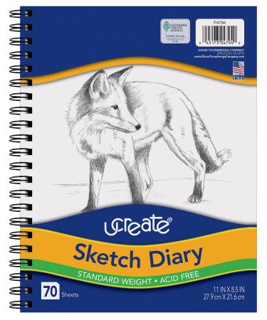 UCreate Sketch Diary, 11" x 8-1/2", 70 Sheets 11" x 8.5"