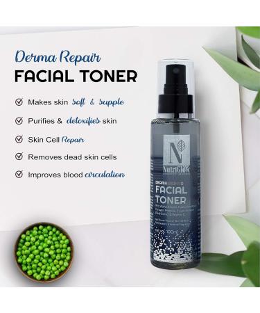 NutriGlow Advanced Organics Derma Repair Facial Toner - Skin Repair Wrinkle Reduction & Pore Tightening for All Skin Types - 100 ml - Buy Online on GoSupps.com