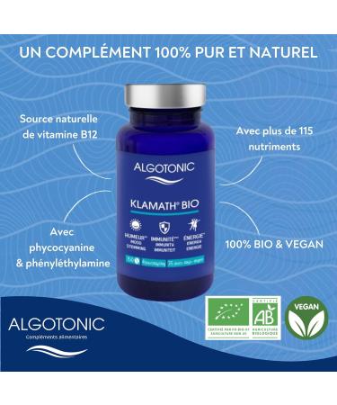 Algotonic - Klamath Bio - 360 capsules - Food Supplement for Mood Immunity and Mental and Physical Energy - Contains Vitamin B12 & Vitamin K - Phycocyanin Protection Iphon - Buy Online on GoSupps.com
