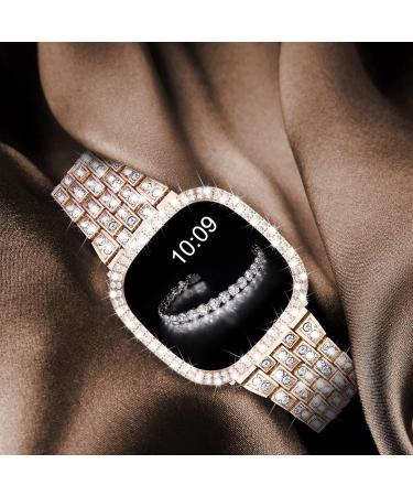 V-MORO Compatible with Fitbit Sense 2/Versa 4 Bands for Women with Protective Case Cover Luxurious Bling Diamond Stainless Steel Strap Replacement for Fitbit Versa 4/Sense 2-Rose Gold - Buy Online on GoSupps.com