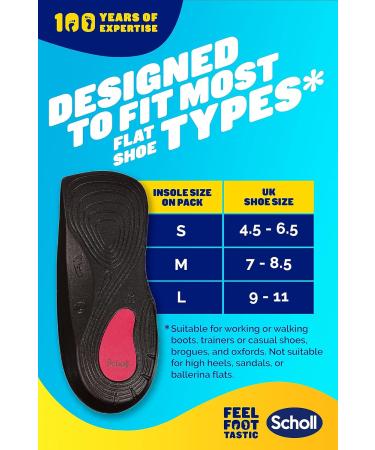 Scholl Orthotic Insoles - Knee to Heel Pain Relief with 3-in-1 Action - Size Small (UK 4.5-6.5) - 1 Pair - Buy Online on GoSupps.com