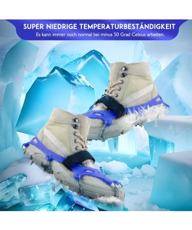 Buy Stainless Steel Crampons for Mountain Shoes - 13 Teeth Anti-Slip Ice Clamps with Velcro for Winter Hiking & Climbing (Blue L EU 42-44) - Buy Online on GoSupps.com