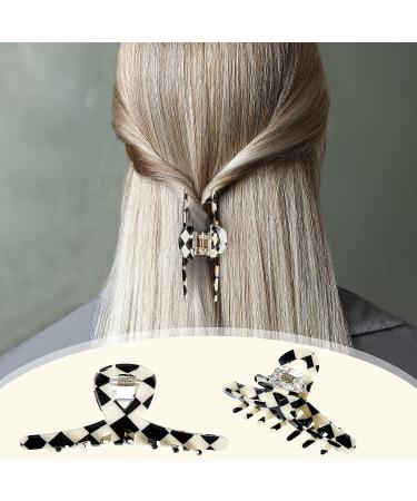 3 Piece Checkered Hair Claw Clips - Black and White Lattice Hair Barrettes for Women and Girls - Buy Online on GoSupps.com