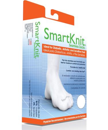 SMARTKNIT Seamless Mini-Crew Socks 3-Pack for Diabetes, Arthritis, Sensitive Feet - Large (Black White Grey) - Buy Online on GoSupps.com