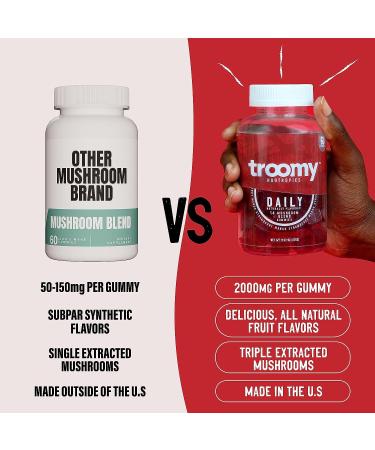 Troomy 14 Mushroom Blend Gummies 60ct - Mango Strawberry Flavor | Gelatin-Free, Gluten-Free, Vegetarian - Buy Online on GoSupps.com