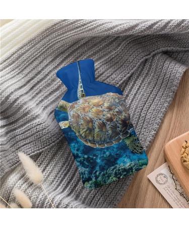 Hot Water Bottle with Lid - Sea Turtle Rubber Bag for Pain Relief Cramps & Foot Warmer | Ideal Hot & Cold Therapy - Buy Online on GoSupps.com