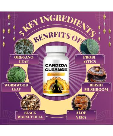 Candida Cleanse - Gut & Colon Support Advanced Formula - Oregano Leaf Wormwood Black Walnut Caprylic Acid 2pc - Buy Online on GoSupps.com