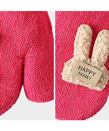 Girls Boys Cute Fox Knitting Short Full Finger Gloves Toddler Kids Winter Thermal Plush Lining Cycling Camping Gloves Mitten for 1-3 Yrs Cartoon/Fuschia - Buy Online on GoSupps.com