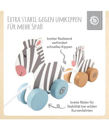 Shop Bieco Wooden Toys Baby Zebra - Pull-Along Wooden Toy for 1-Year-Olds | Safe & Fun Pull Toy for Babies - Buy Online on GoSupps.com