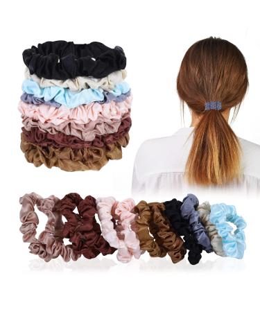 Molain thin satin hair rubber 12 pieces elastic tie rope non-slip ponytail holder silk hair band accessories set for women and girls multi-colored - Buy Online on GoSupps.com