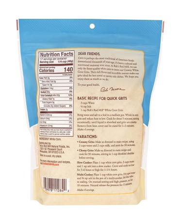 Bob's Red Mill Creamy White Corn Grits Hot Cereal / Polenta 24oz - Pack of 4 - 6lb Total - Buy Online on GoSupps.com