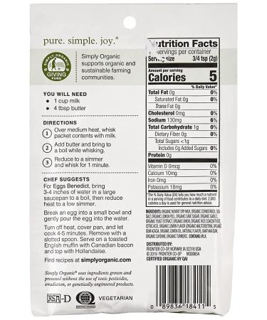 Simply Organic Hollandaise Sauce Mix - 0.74 oz | Organic, Gluten-Free - Buy Online on GoSupps.com