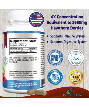 YUMMYVITE Hawthorn Berry 4:1 Extract Capsules - Immune System Support & Super Antioxidant - Buy Online on GoSupps.com
