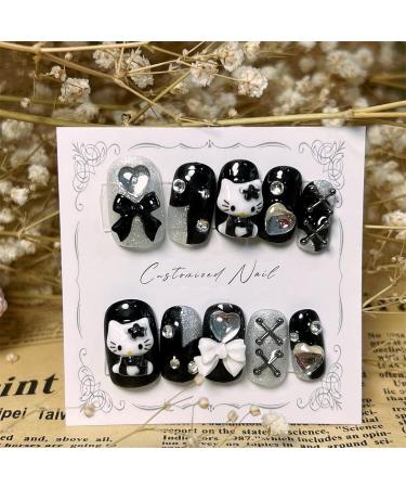 Bling Press on Nails Luxury Reusable Finish Fake Nails Handmade Nail Art with Design by Licensed Manicurist (XL A) (A L) A Large - Buy Online on GoSupps.com