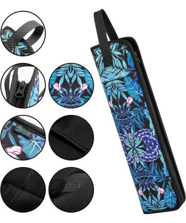 Beautyflier Canvas Curling Iron Cover Sleeve - Blue Flower | Heat-Resistant Travel Bag for Curling & Flat Irons - Buy Online on GoSupps.com
