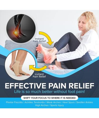 Buttons & Pleats Plantar Fasciitis Ankle Brace Compression Sleeve - Achilles Tendonitis & Joint Pain Relief - Black Large - Buy Online on GoSupps.com