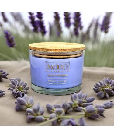 Soy Wax Candle 3-Wick 16 oz Long Burn Time Very Vanilla & Lavender Scent - Mood Candle Purple
