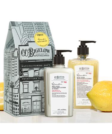 C.O. Bigelow Apothecary Duo - Lemon Hand Care Hand Soap & Lotion Gift Set of Two - Skin Care for Dry Skin with Moisturizing Lotion & Liquid Hand Wash - 10fl oz Each