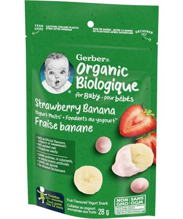 GERBER Organic Yogurt Melts Strawberry Banana Toddler Snack 28 g - Buy Online on GoSupps.com