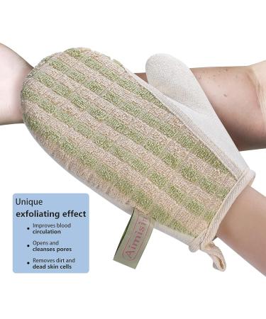 Aimisin Linen Bath Gloves Set for Deep Cleaning and Body Massage | Double Sided Shower Scrubber Mitts for Spa Experience - Buy Online on GoSupps.com