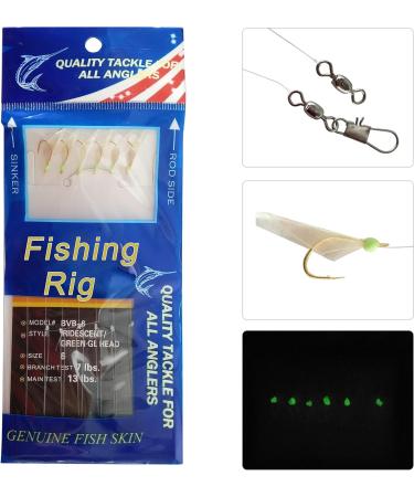 Luminous Saltwater Fishing Bait Rigs 12 Pack with Real Fish Skin | Glow in The Dark Sea Rigs with Hooks and Swivels | Sizes 4, 6, 8 | Type B | 4Packs 4, 6, 8 - Buy Online on GoSupps.com