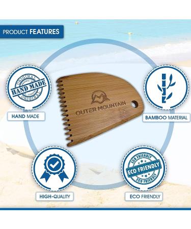 Outer Mountain Bamboo Surfboard Wax Comb - Surf Wax Scraper & Remover - Perfect Surfer Gift - Buy Online on GoSupps.com