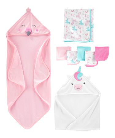 Simple Joys by Carter's Baby Girls' 8-Piece Towel and Washcloth Set One Size Unicorn/Flamingo - Buy Online on GoSupps.com