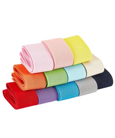 BENECREAT 13 Yards/12m 40mm Wide Flat Elastic Bands 12 Colors Sewing Elastic Bands For Dress Skirt Waistband Wig Bands