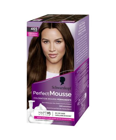 Schwarzkopf - Perfect Mousse - Hair Color - Permanent Mousse without Ammonia - Care Mask 96% ingredients of natural origin - Chocolate Brown 465 1 Unit (Pack of 1)